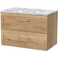 Balterley Stonnall 2 Drawer Vanity & Carrera Top, Autumn Oak - 800mm in Brown