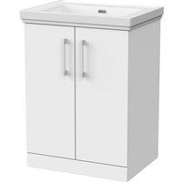 Balterley Pershall 2 Door Vanity Unit & 0TH Fireclay Basin, Matt White - 600mm