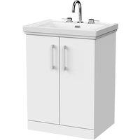 Balterley Pershall 2 Door Vanity Unit & 3TH Fireclay Basin, Matt White - 600mm