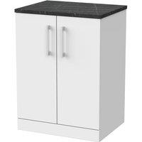 Balterley Pershall 2 Door Vanity & Black Pietra Top, Matt White - 600mm