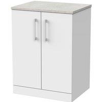 Balterley Pershall 2 Door Vanity & White Sparkle Top, Matt White - 600mm