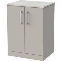 Balterley Pershall 2 Door Vanity & White Sparkle Top, Pebble Grey - 600mm