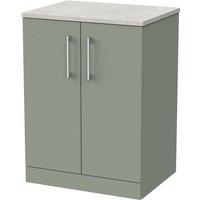 Balterley Pershall 2 Door Vanity & White Sparkle Top, Reed Green - 600mm