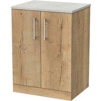 Balterley Pershall 2 Door Vanity & White Sparkle Top, Autumn Oak - 600mm in Brown