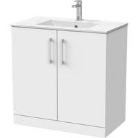 Balterley Pershall 2 Door Vanity & Ceramic Basin, Matt White - 800mm