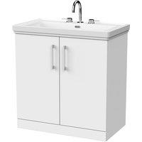 Balterley Pershall 2 Door Vanity Unit & 3TH Fireclay Basin, Matt White - 800mm