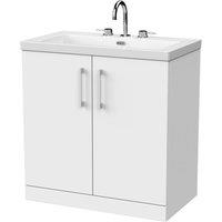 Balterley Pershall 2 Door Vanity Unit & 3TH Fireclay Basin, Matt White - 800mm