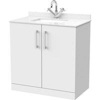 Balterley Pershall 2 Door Vanity Unit & Marble Top & Basin, Matt White - 800mm