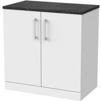 Balterley Pershall 2 Door Vanity & Black Pietra Top, Matt White - 800mm