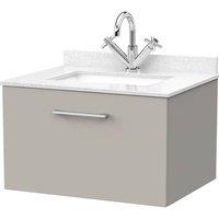 Balterley Pershall 1 Drawer Vanity & Marble Top & Basin, Pebble Grey - 600mm