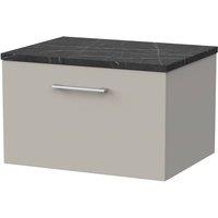 Balterley Pershall 1 Drawer Vanity & Black Pietra Top, Pebble Grey - 600mm