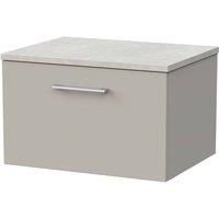 Balterley Pershall 1 Drawer Vanity & White Sparkle Top, Pebble Grey - 600mm