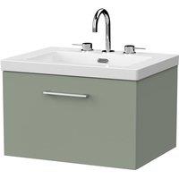 Balterley Pershall 1 Drawer Vanity Unit & 3TH Fireclay Basin, Reed Green - 600mm