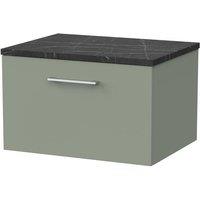 Balterley Pershall 1 Drawer Vanity & Black Pietra Top, Reed Green - 600mm