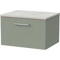 Balterley Pershall 1 Drawer Vanity & White Sparkle Top, Reed Green - 600mm