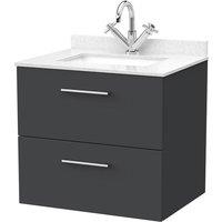 Balterley Pershall 2 Drawer Vanity Unit & Marble Top & Basin, Dark Grey - 600mm