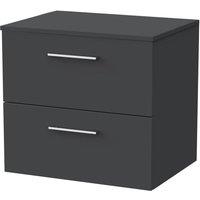 Balterley Pershall 2 Drawer Vanity Unit & Laminate Top, Dark Grey - 600mm