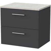 Balterley Pershall 2 Drawer Vanity & White Sparkle Top, Dark Grey - 600mm