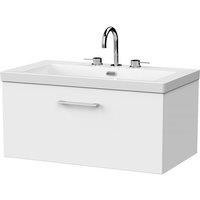 Balterley Pershall 1 Drawer Vanity Unit & 3TH Fireclay Basin, Matt White - 800mm