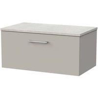 Balterley Pershall 1 Drawer Vanity & White Sparkle Top, Pebble Grey - 800mm
