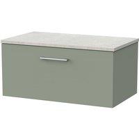 Balterley Pershall 1 Drawer Vanity & White Sparkle Top, Reed Green - 800mm