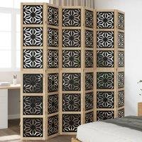 Berkfield Home Room Divider 6 Panels Brown & Black Solid Wood Paulownia