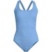 Lands' End Women's Tugless High Leg X-back Swimsuit in Blue | Size: 14-16