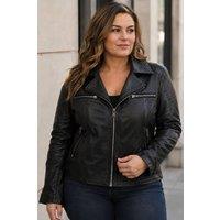 Ashwood Leather Women's 'Eva' Plus Size Leather Biker Style Jacket Women Coat in Black | Size: 22