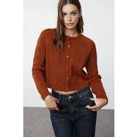 WOVCOR Women's Soft Textured Button Front Knit Cardigan in Burnt Orange | Size: Medium