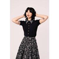 Hell Bunny Women's Mischief Gothic Semi Fitted Blouse in Black | Size: 5XL