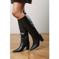 Where's That From Women's Evixa Knee High Pointed Toe Block Heel Boot in Black | Size: 5