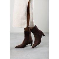 Where's That From Women's Hirlis Snipped Toe Heeled Ankle Boot in Dark Brown | Size: 5