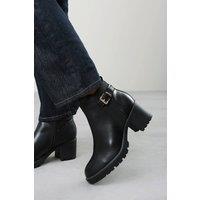 Where's That From Women's 'Cirele' Chelsea Heeled Ankle Boot With Buckle Detail in Black | Size: 8