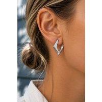 Otis Jaxon London Women's Modern Angular Sterling Silver Hoop Stud Earrings