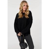 Izabel London Women's Textured Batwing Long Sleeve Jumper in Black | Size: 16
