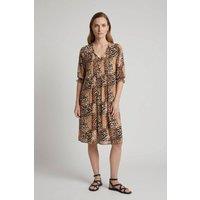 Izabel London Women's Animal Print 3/4 Sleeve Midi Smock Dress in Brown | Size: 10