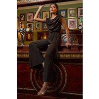 Roman Women's Sequin Bodice Cowl Neck Jumpsuit in Chocolate | Size: 16
