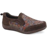 Pavers Women's Wide Fit Leather Slip On Comfort Trainers in Brown | Size: 7