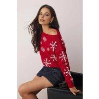 WOVCOR Women's Christmas Embroidered Crew Neck Knitted Jumper | Size: Medium