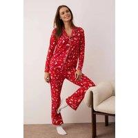 WOVCOR Women's 2-Piece Christmas Print Cotton Pyjama Set in Red | Size: Medium