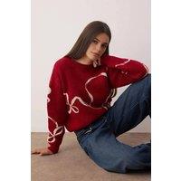 WOVCOR Women's Christmas Themed Soft Textured Patterned Knit Sweater | Size: Large