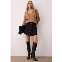 WOVCOR Women's Button-Front A-Line Mini Skirt in Black | Size: XL