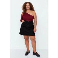 WOVCOR Women's High Waist A-Line Mini Skirt with Pocket Detail in Black | Size: 6XL