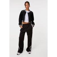 Pink Vanilla Women's Black Contrast Trim Bomber Jacket | Size: Small