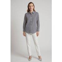Izabel London Women's Striped Sparkle Detail Long Sleeve Shirt in Navy | Size: 10