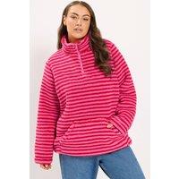 Yours Women's Stripe Quarter Zip Fleece in Pink | Size: 20