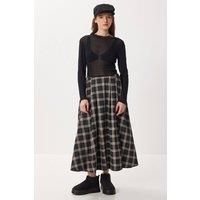 Happiness Istanbul Women's Pleated Plaid Midi A-Line Skirt | Size: Medium