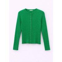 MixRay Women's Buttoned Slim Fit Ribbed Knit Cardigan in Green | Size: Medium