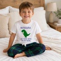 60 SECOND MAKEOVER Boy's Brother Dinsosaur Pyjamas Children Trouser Bottoms Pyjama Set in Green | Size: 12-18 m