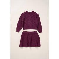 Miss Girl's Knit Jumper & Skirt Set in Wine | Size: 3 Years